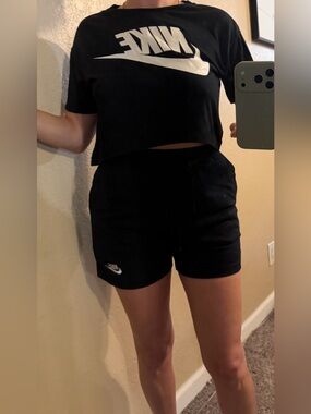 Nike Black Logo Fleece Shorts